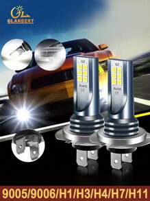 GLANBERT 2 件装汽车 LED 雾灯 H7 H11 雾灯 H4 远光/近光灯 9005 9006 3030 芯片灯自动驾驶照明灯泡 6000K 白色 - 白色 - 查看 7