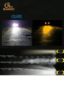 GLANBERT 2 件装汽车 LED 雾灯 H7 H11 雾灯 H4 远光/近光灯 9005 9006 3030 芯片灯自动驾驶照明灯泡 6000K 白色 - 白色 - 查看 10