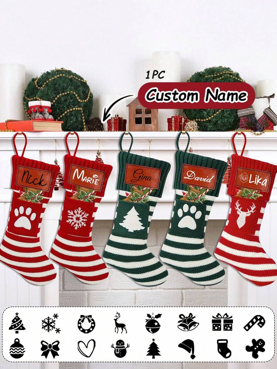 1pc Personalized Christmas Stockings,Christmas Stockings With Names,Custom Christmas Stockings,Christmas Decorations,Christmas Decorations For Home,Christmas Stockings Bulk,Personalized Christmas Gifts For Women,Mother,Mom,Men,Father,Dad,Boyfriend,Girlfriend,Wife,Husband,Girl,Boy,Baby,Kids,Dog,Cat,Best Friend,Teen Girl,Him,Her,Couple,Bestie,Bride,Bridesmaid,Couples,Grandma,Grandpa,Sister,Brother