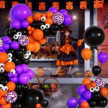 147Pcs 2024 Halloween Themed Balloon Set Chain Arch Set Halloween Blood Handprint Balloon Decoration Halloween Party Balloon Supplies - 147Pcs Balloon Set(147 件氣球套裝) - 查看 4