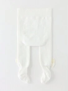 1件装女童加厚保暖内衬踩脚裤，秋冬季，纯色，适合儿童和青少年，婴儿幼儿打底裤袜 - 白色 - 查看 4