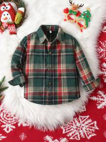 小男孩格子衬衫，秋冬季休闲夹克，百搭，适合圣诞节