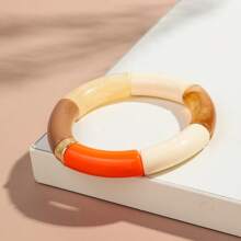 1pc Fashionable Leopard Print Acrylic Curved Adjustable Bracelet, Suitable For Women's Daily Wear - Geometric - View 32