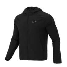 Nike Men's Lightweight Water-Resistant Hooded Jacket, Breathable Sports Casual Jacket, Hooded Running Training Suit, Suitable For Spring Rainy Weather Running, Outdoor Jogging In Rainy Season, City Night Running In Light Rain, DD4747-010 - Black - View 2