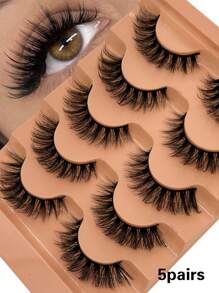 5 Pairs D-Curl Fluffy 7D Russian Volume Thick & Curly Faux Mink Eyelashes Strip Lashes,Lashes,Eyelashes,Fake Lashes - Black - View 6