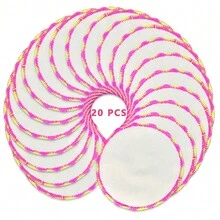 20 片可重复使用卸妆棉，无香 - 可洗洁面巾，适合所有肤质，网格袋包装，可手洗或机洗，悬挂晾干 - 彩色 - 查看 13