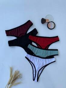 Kit com 4 Calcinhas Fio Dental em Canelada Malha de algodão Não Marca Lingerie Feminina