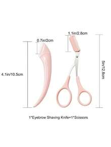 Bộ tỉa lông mày Dao cạo lông mày cong bằng thép không gỉ Kéo tỉa lông mày kèm lược, Dụng cụ làm đẹp cho người mới bắt đầu Phù hợp với mọi loại da Phụ kiện tẩy lông cho nam nữ, Dụng cụ trang điểm tẩy lông mặt Dụng cụ chải chuốt Định hình dao cạo Phụ kiện mỹ phẩm Lông mi - Hồng - Xem 3