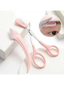 Bộ tỉa lông mày Dao cạo lông mày cong bằng thép không gỉ Kéo tỉa lông mày kèm lược, Dụng cụ làm đẹp cho người mới bắt đầu Phù hợp với mọi loại da Phụ kiện tẩy lông cho nam nữ, Dụng cụ trang điểm tẩy lông mặt Dụng cụ chải chuốt Định hình dao cạo Phụ kiện mỹ phẩm Lông mi - Hồng - Xem 9