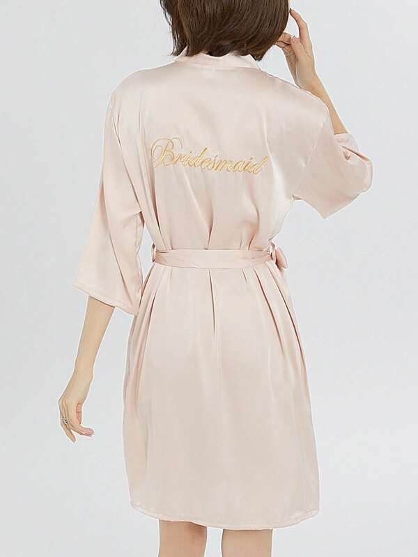 1 pezzo Accappatoio da sposa/damigella d'onore in raso e chiffon, vestaglia da casa per la acconciatura e il trucco della sposa