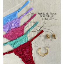 Kit 3 Luxury Lace Panties Heart Adjustment String Thong Sexy Intimate Fashion Lingerie - 彩色 - 查看 10