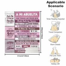 1 pieza Manta de forro polar con cita de abuela en español, suave y cómoda, accesorio de hogar para otoño/invierno, manta de tiro, 100% poliéster, 3 opciones de tamaño, adecuada para adolescentes, adultos, sofá, cama, coche, siesta en la oficina, actividades al aire libre, regalo perfecto para la abuela en Acción de Gracias, Navidad, cumpleaños