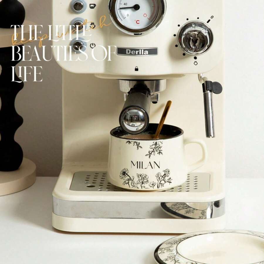 Vintage Style Ceramic Coffee Cup And Saucer Set, Thick Floral Design