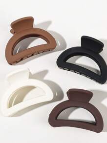 8pcs Women's Khaki 4cm Square Hair Claw Clips, Simple & Versatile, Suitable For Daily Use - Multicolor - View 16