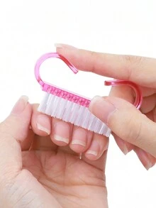 QPRETTY DU 1/5Pcs Nail Brush Plastic Handle Nail Brush Cleaning Brush Random Color Cleaner Nail Art Stiff Bristle Brush