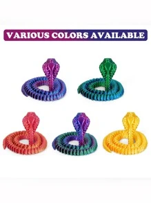 3D 打印蛇玩具，塑料装饰礼品，玩具小雕像，家庭主题装饰，创意节日玩具，无羽毛，用于圣诞节装饰，圣诞礼物 - 彩色 - 查看 1