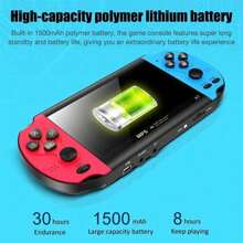 1 PC X7 Handheld Game Console With Pre-Load 3000+ Games Portable Video Games Support HDMI-Compatible Output & Double Player Classic Arcade Retro Game 8G 4.3 Inch Gifts For Kids Teens Birthday Gift, Perfect For Christmas, Halloween, And Thanksgiving Gifts - Red - View 5