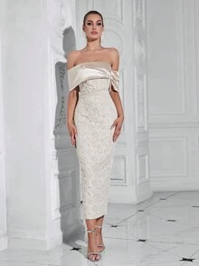 Barlahlsen Women's Slim And Sexy Off The Shoulder Dress, Party Dress, Wedding Guest Cocktail Dress