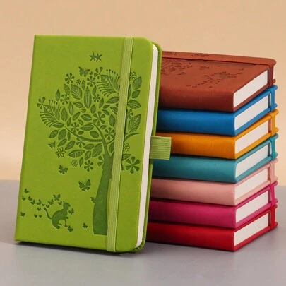 1pc A7 Size Lovely Pattern Portable Notebook, Mini Pocket-Sized Minimalist Memo Note Pad With Lined And Blank Dual Pages For Words, Drawings, School Activities, Student Rewards, Available In 8 Colors Back To School