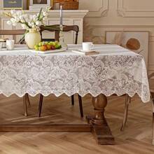 1 New French Style Phoenix Tail Lace Tablecloth, Rectangular Suitable For Dining Table Tablecloth And Coffee Table, Birthdays, Holiday Parties, Dining Table Decoration, Hand Washable, Easy To Clean, Home Decoration