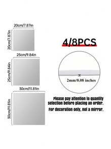 4pcs Of Square Mirror Wall Stickers, 2mm Thick Acrylic Material 3D Mirror Wall Tiles, Suitable For Living Room, Bedroom, Kitchen, Bathroom. Best Gifts Birthday Graduation Home Decor Back To School Room Decor School Supplies