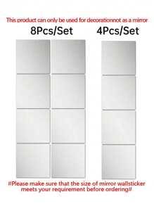 4pcs Of Square Mirror Wall Stickers, 2mm Thick Acrylic Material 3D Mirror Wall Tiles, Suitable For Living Room, Bedroom, Kitchen, Bathroom. Best Gifts Birthday Graduation Home Decor Back To School Room Decor School Supplies