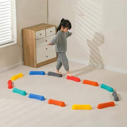 8块踏脚石套装，防滑平衡块，室内外障碍训练场，儿童健身器材，儿童感官玩具