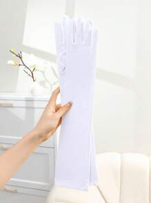 1 Pair Milk Silk Stretchy Gloves, Party, Dance, Carnival Costume Gloves