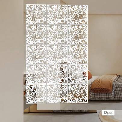 CNCEST Pack Of 12 Hanging Room Dividers, DIY Room Dividers, Screen Screen Screen Room Divider, Hanging Panel Room Divider For Home, Hotel, Office, Bar Decoration, 40 X 40 X 0.8 Cm (White)
