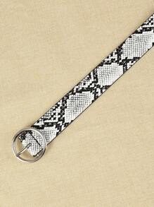 1pc Women's Multicolor Snake Skin Pattern PU Leather Belt, Street Boho Style Pin Buckle Fashionable Waist Belt, Suitable For Jeans And Daily Wear Summer, School - Multicolor - View 4