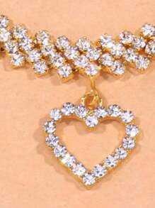 2 chiếc mặt dây chuyền trái tim hình thoi đính đá Rhinestone sang trọng thời trang, phổ biến, quà tặng cho phụ nữ trong tiệc Valentine, mẹ, mẹ, ngày của mẹ, quà tặng - Hai màu - Xem 5