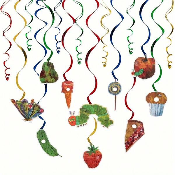 Decorazioni per festa di compleanno, festa della mamma o laurea, con insetti affamati, piccole bruchi verdi e farfalle, 20 pezzi
