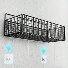 1 Giá để đồ bằng kim loại cỡ trung không cần khoan dễ lắp đặt trong phòng tắm - Giá treo tường đựng đồ vệ sinh cá nhân, mỹ phẩm & phụ kiện, không chứa formaldehyde - màu đen - Xem 6