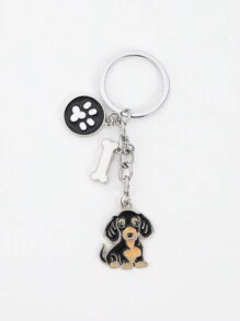 1 chiếc móc khóa chó xúc xích bằng hợp kim dễ thương hình chó Dachshund tráng men móc khóa chân xương trang sức thời trang cho nữ - màu đen - Xem 5