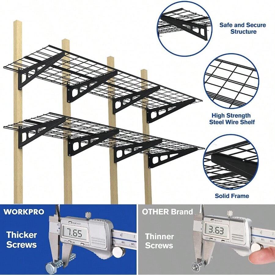 WORKPRO 2Pack 2 X 4FT/6FT Garage Wall Shelving Heavy Duty Wall Mounted