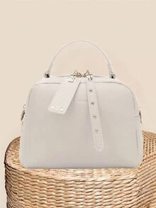 Women Small Square Bag Casual Handbag Shoulder Bag Wide Strap Crossbody Bag - 米色 - 查看 2