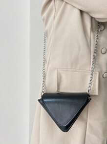 Mini Bag Female Triangle Bag Launch In Varnish Flap - 黑色 - 查看 3