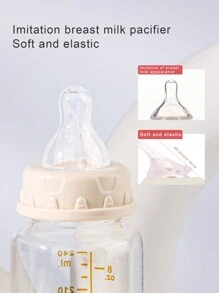 1pc International Standard Baby Glass Bottle With Silicone Nipple, 120ml/240ml, Suitable For 0-6 Months Old Babies - Multicolor - View 7