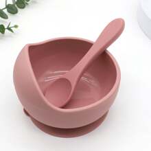 2pcs/Set Baby Silicone Feeding Utensils, Silicone Soft Spoon With Strong Suction Bowl - Multicolor - View 7