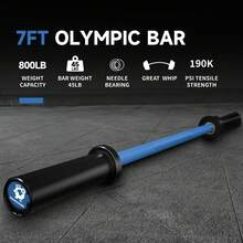 7ft Barbell Bar 45LB(22kg) Barbell,600LB/800LB/1100LB Capacity Bench Press Bar For 2 Inch Weight Plates, Weight Bar For Home Gym,Mens Womens Barbell,Red/Blue/Green/Pink - 藍色 - 查看 4
