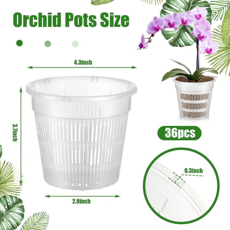 36 Pcs Orchid Pots With Holes Drainage Plastic Flower Plant Pot For