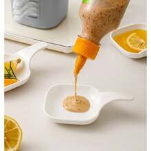 酱汁盘、食物酱汁盘、蘸料盘套装、食物储存容器、牛排酱汁盘、调味盘、奶酪酱汁碗、水果盘、小吃盘、创意番茄酱盘、蘸料碟、厨房用品、餐饮用品、返校用品 - 白色 - 查看 6