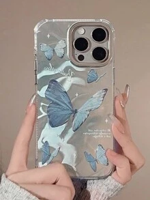 动物 1 件银色波纹波浪和蝴蝶设计手机壳适用于 Apple iPhone 16/15/14/13/12 系列 - 彩色 - 查看 4