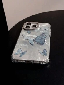 动物 1 件银色波纹波浪和蝴蝶设计手机壳适用于 Apple iPhone 16/15/14/13/12 系列 - 彩色 - 查看 9