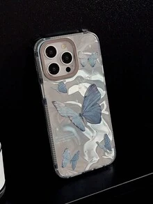动物 1 件银色波纹波浪和蝴蝶设计手机壳适用于 Apple iPhone 16/15/14/13/12 系列 - 彩色 - 查看 8