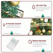 20 In Pre-Lit Artificial Mini Christmas Tree, Tabletop Small Xmas Pine Tree With Ornaments And 30 Warm Lights Battery Operated For Home Office Store Holiday Deco, Green - 綠色 - 查看 5