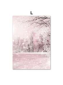 1PC Pink Christmas Winter Snow Santa Chalet Wall Art Canvas Painting Nordic Posters And Prints Wall Pictures For Bedroom Home Decor No Frame Christmas Decorations Room Decor - Multicolor - View 47