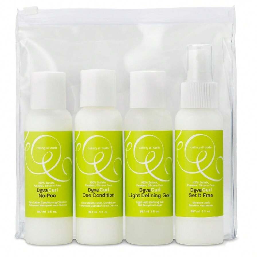 Deva Curl Travel Kit (Set It Free, Light Defining Gel, No Poo, One