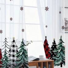 2PCS Christmas Tree Semi Sheer Curtains 84 Inches Long,Winter Trees Snowflake Window Treatments Sheer Curtains,Light Filter CurtainsRod Pocket Drapes For Living Room Bedroom Christmas Decor,2 Panels - Multicolor - View 5