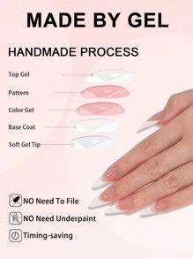 Nail Kingdom 120 片裸色细高跟法式压模指甲设计长白边水滴假指甲全覆盖可重复使用指甲用品指甲 - 彩色 - 查看 4